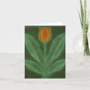 Repro Yellow Green Tulip Art Nouveau Tile Card