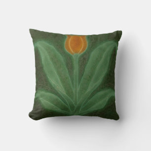 Repro Yellow Green Tulip Art Nouveau Tile Cushion