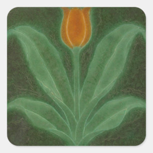 Repro Yellow Green Tulip Art Nouveau Tile Square Sticker
