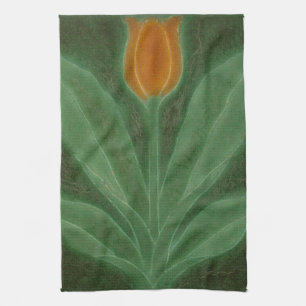 Repro Yellow Green Tulip Art Nouveau Tile Tea Towel