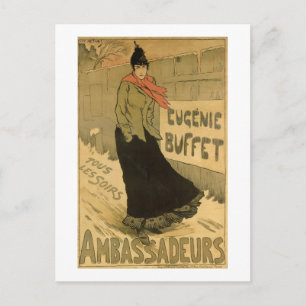 Reproduction of a poster advertising 'Eugenie Buff Postcard