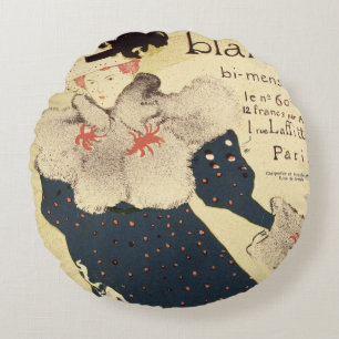 Reproduction of a poster advertising 'La Revue Bla Round Cushion
