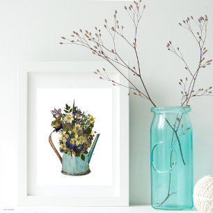 Reproduction Pressed Flowers In Watering Can Poster