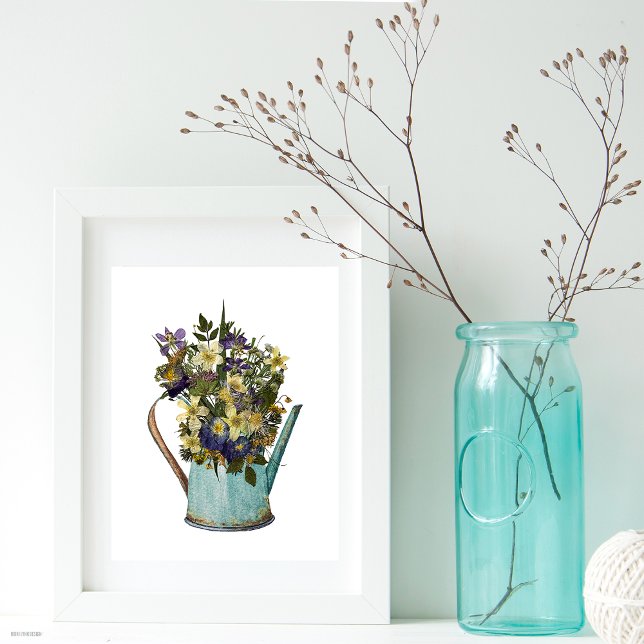 Reproduction Pressed Flowers In Watering Can Poster (Creator Uploaded)