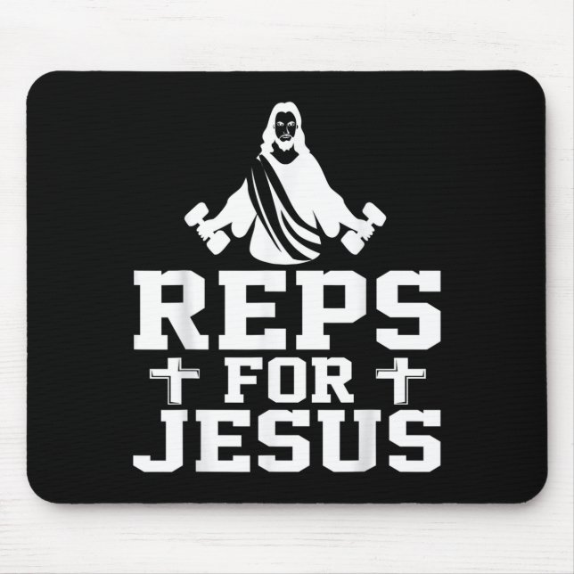 Reps For Jesus Funny Christian Gym Fitness Biceps  Mouse Pad (Front)
