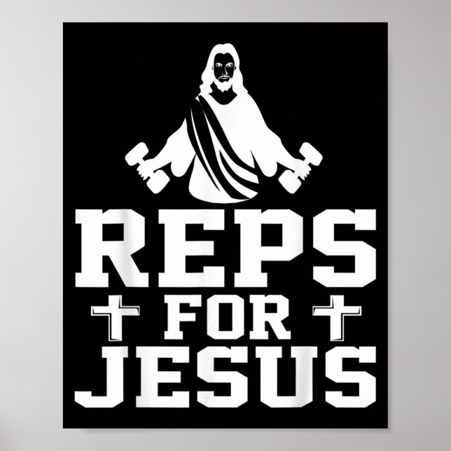 Reps For Jesus Funny Christian Gym Fitness Biceps  Poster (Front)