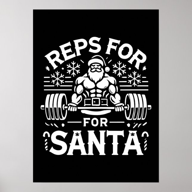 Reps for Santa – Funny Christmas Fitness Poster (Front)