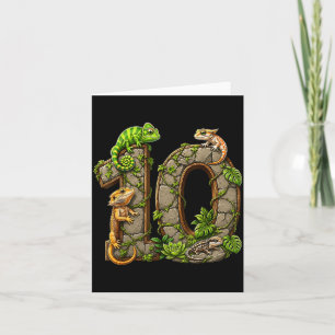 Reptile 10th Birthday 10 Years Old Lizard Jungle Card