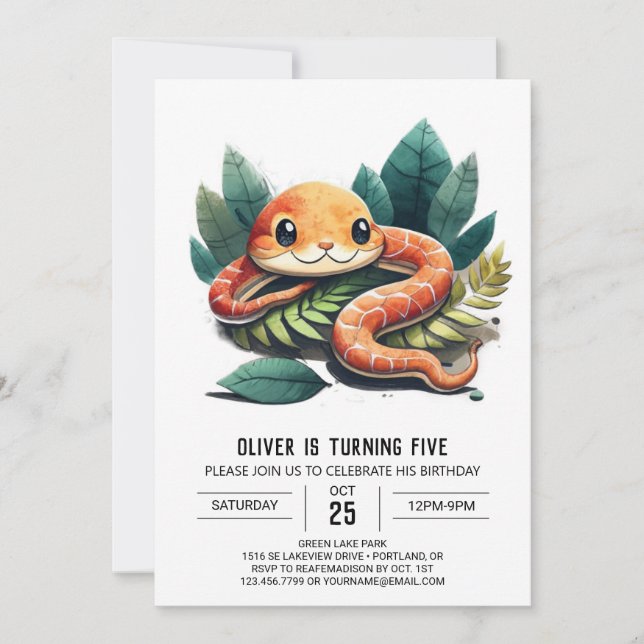 Reptile Adventure Birthday Invitation (Front)