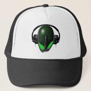 Reptile Alien {Angry} Pissed Off DJ in Headphones Trucker Hat