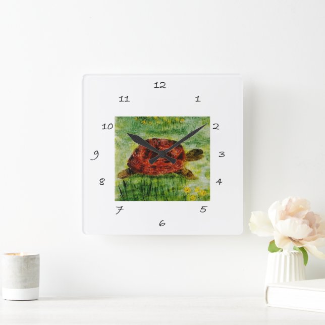 Reptile Animal Art Tortoise Square Wall Clock (Home)