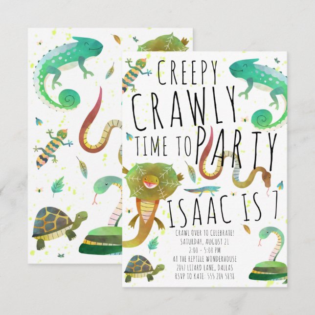 Reptile Birthday Party Invitation (Front/Back)