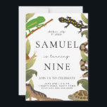 Reptile Birthday Party Invitation<br><div class="desc">Calling all reptile lovers! This fun yet modern reptile birthday invitation is great for boys and girls. The green and brown colours suit a birthday party at the zoo, wildlife centre or just for any little kid who loves reptiles. Featuring a chameleon, gecko, snake, snail, komodo dragon and turtle with...</div>