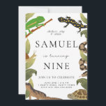 Reptile Birthday Party Invitation<br><div class="desc">Calling all reptile lovers! This fun yet modern reptile birthday invitation is great for boys and girls. The green and brown colours suit a birthday party at the zoo, wildlife centre or just for any little kid who loves reptiles. Featuring a chameleon, gecko, snake, snail, komodo dragon and turtle with...</div>