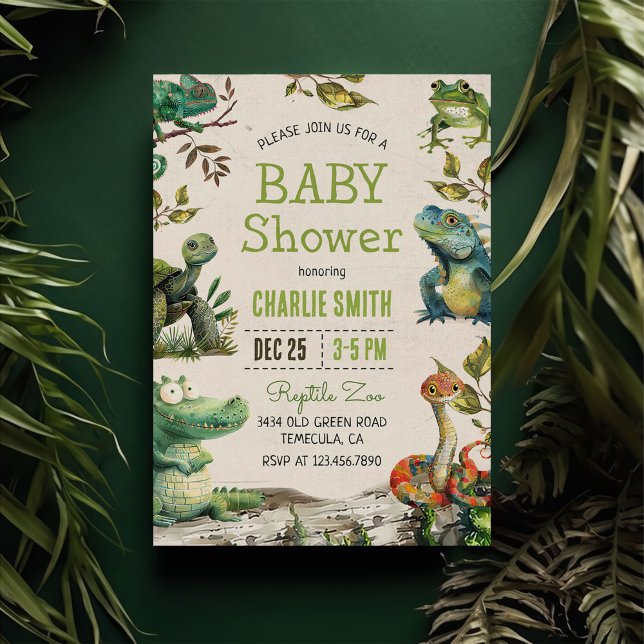 Reptile Boy Baby Boy Shower Invitation (Creator Uploaded)