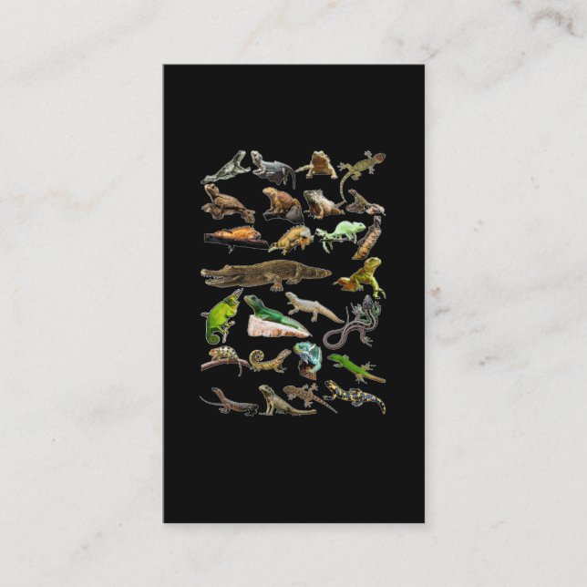 Reptile Collage Lizard Gecko Bearded Dragon Business Card (Front)