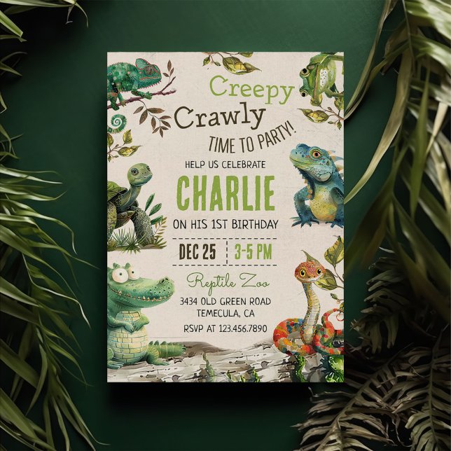 Reptile Kids 1st Birthday Invitation (Creator Uploaded)