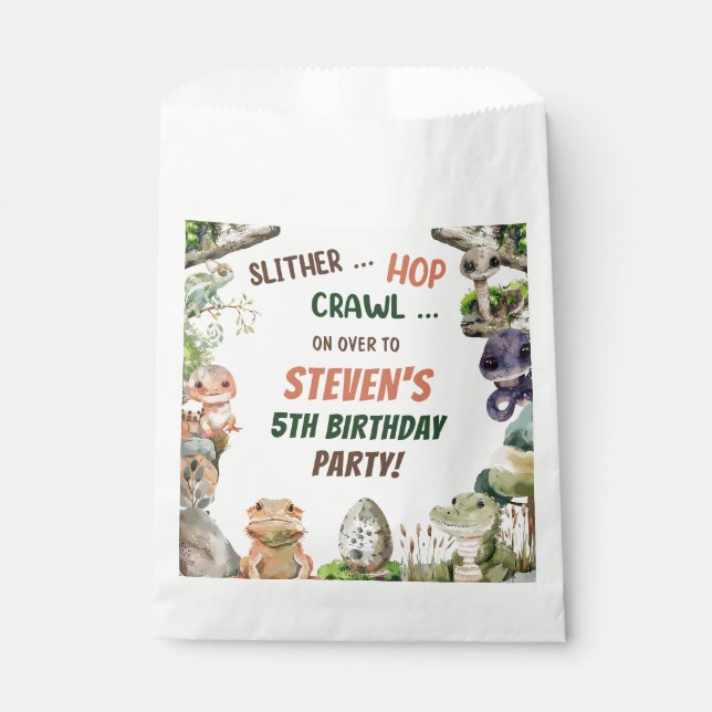 Reptile Kids Birthday Party Favour Bag (Front)