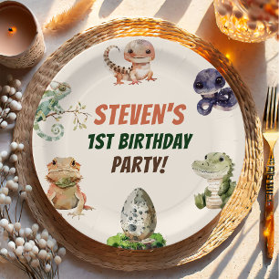 Reptile Kids Birthday Party Paper Plate