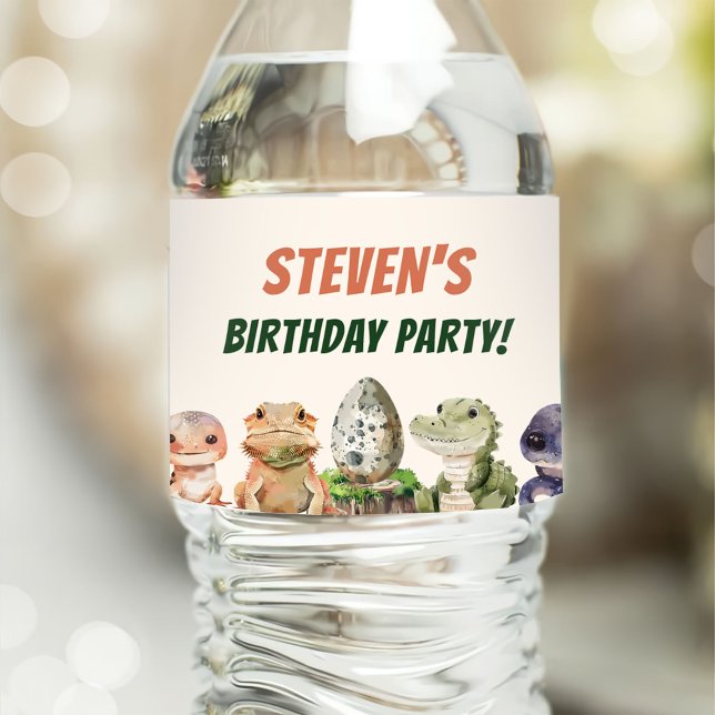 Reptile Kids Birthday Party Water Bottle Label (Creator Uploaded)