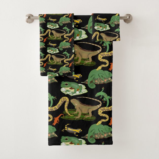 Reptile, Lizards & Amphibians Kids Bath Towel Set (Insitu)