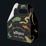 Reptile, Lizards & Amphibians Kids Birthday Favour Box<br><div class="desc">A unique, hand drawn reptile, lizards and amphibians design featuring chameleons, snakes, lizards, iguanas, frogs and much more. A great design for kids reptile birthday themes and petting zoo parties. An ideal "slither, hop and crawl" kids reptile birthday party design for anyone who loves reptiles, lizards, amphibians, herpetology and cute...</div>