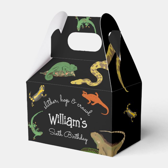Reptile, Lizards & Amphibians Kids Birthday Favour Box (Front Side)