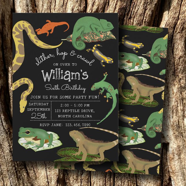 Reptile, Lizards & Amphibians Kids Birthday Invitation (Reptile, Lizards & Amphibians Kids Birthday Invitation)