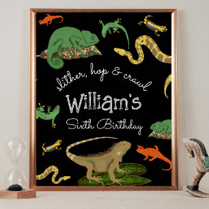 Reptile, Lizards Amphibians Kids Birthday Welcome Poster