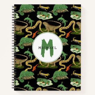 Reptile, Lizards & Amphibians Kids Monogram Notebook