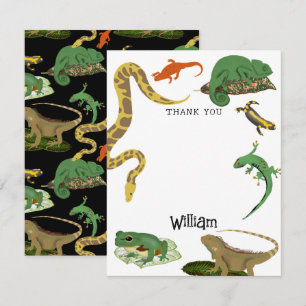 Reptile, Lizards & Amphibians Kids Name Thank You Card