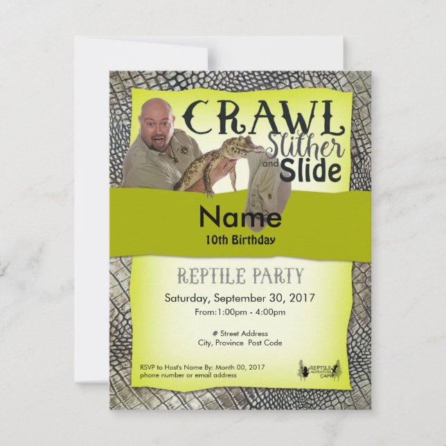 Reptile Party Invitations Off-Site Party (Front)