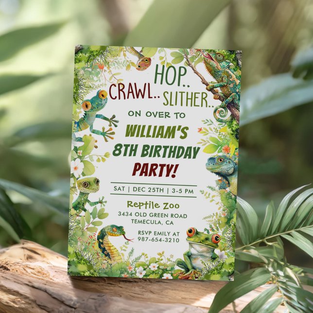 Reptile Show 8th Birthday Party Invitation (Creator Uploaded)