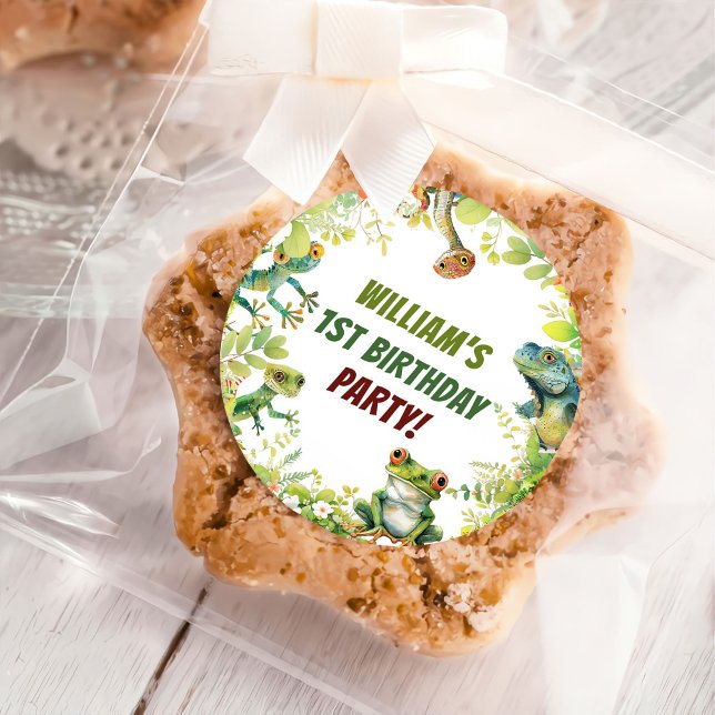 Reptile Show Birthday Party Classic Round Sticker (Creator Uploaded)