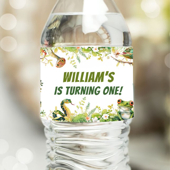 Reptile Show Birthday Party Water Bottle Label (Creator Uploaded)