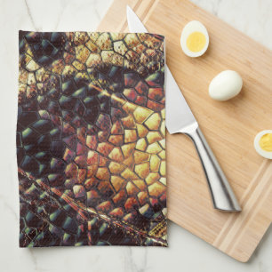 Reptile skin with yellowish and dark spots?  tea towel