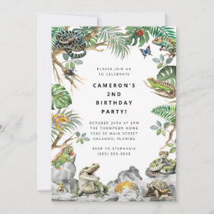 Reptile Slither Crawl Snake Turtle Birthday  Invitation
