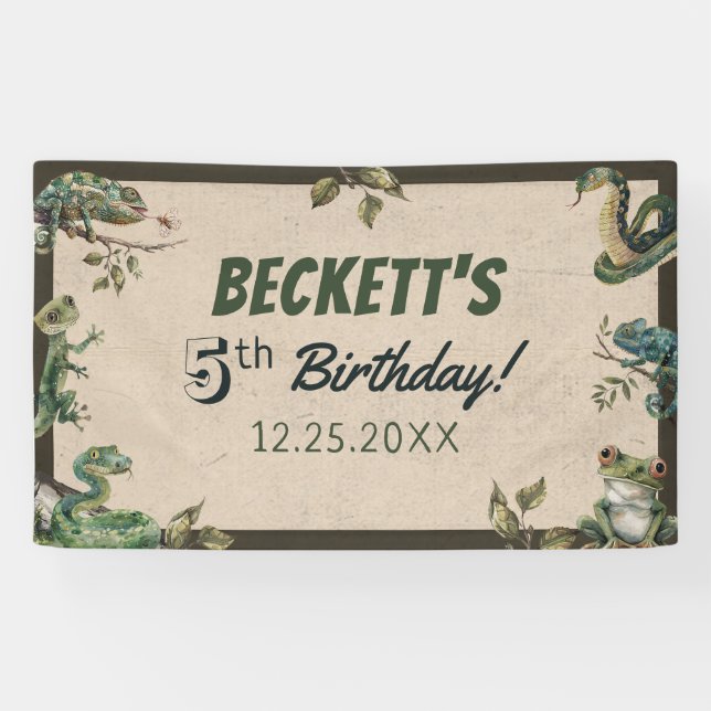 Reptile Themed Kid's Birthday Party  Banner (Horizontal)