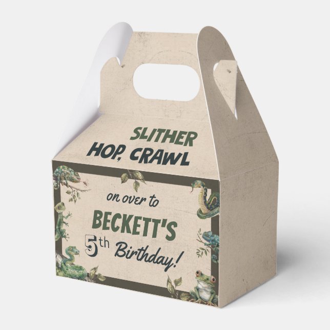 Reptile Themed Kid's Birthday Party  Favour Box (Front Side)
