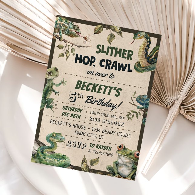 Reptile Themed Kid's Birthday Party Invitation (Creator Uploaded)