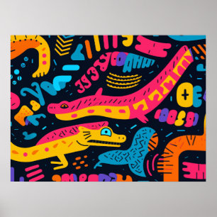 Reptiles in vibrant colours Poster