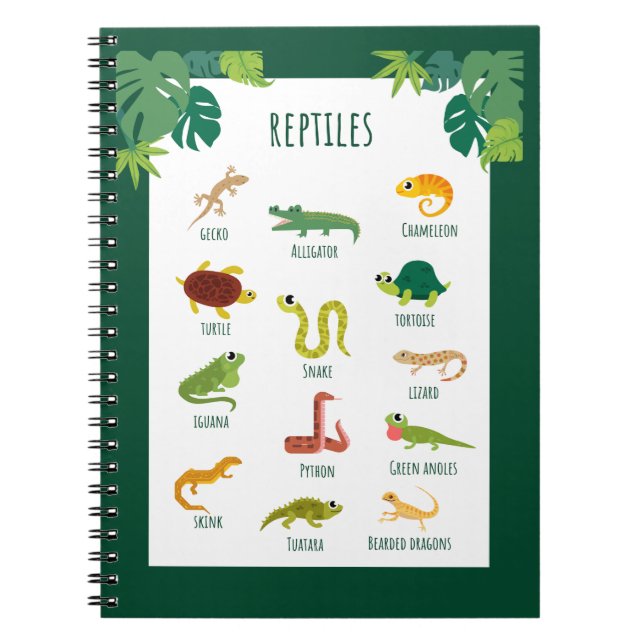 Reptiles School Education Learning Notebook (Front)