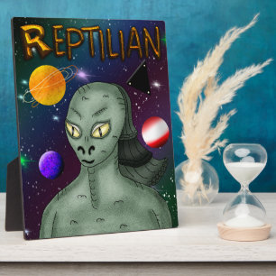 Reptilian Alien with Outer Space Plaque
