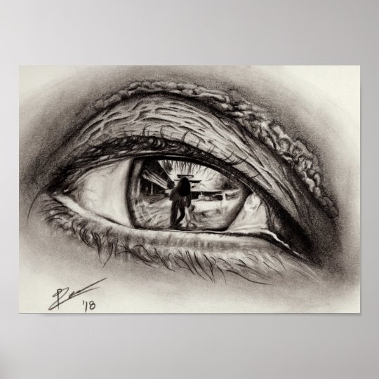 Reptilian Eye Reflection Drawing Poster Zazzle Com Au