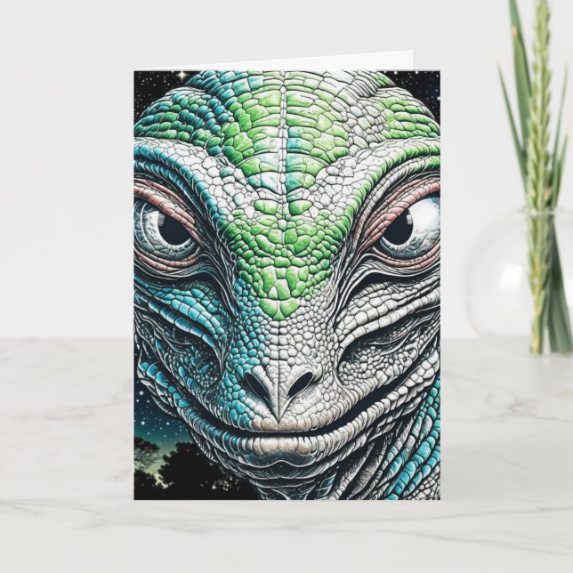 Reptilian Lizard Man Alien Extraterrestrial Being  Card (Front)