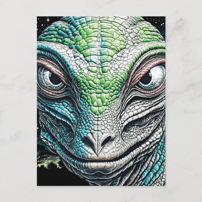 Reptilian Lizard Man Alien Extraterrestrial Being Postcard (Front)