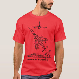 Republic F105 Thunderchief American Plane Blueprin T-Shirt