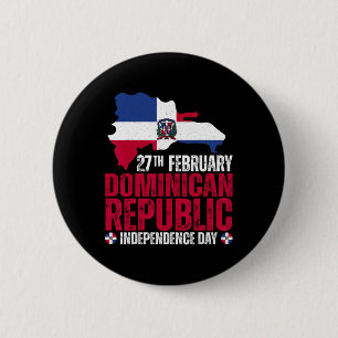 Republic Independence Day Dominican Flag And Map 6 Cm Round Badge