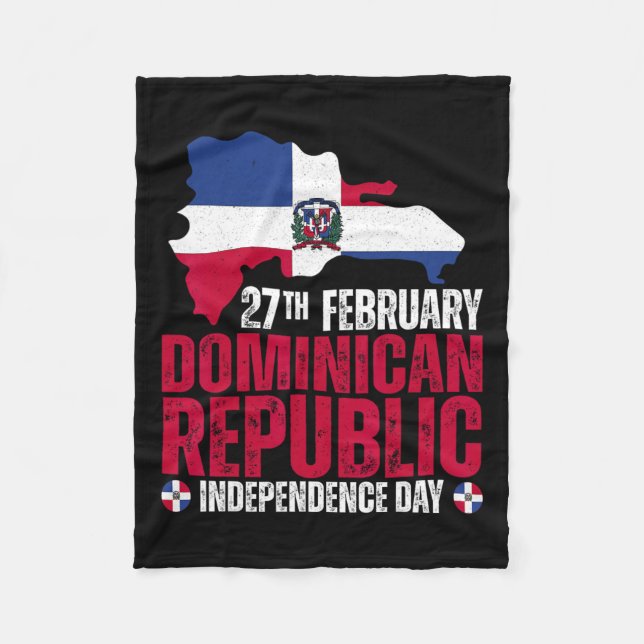 Republic Independence Day Dominican Flag And Map  Fleece Blanket (Front)