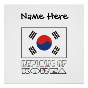 Republic Korea South Korean Flag Black Personalise Poster